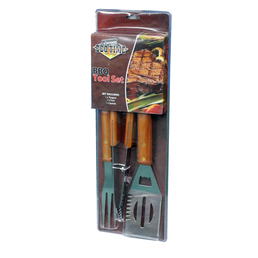 Wooden Bbq Tool Set | Bonningtons