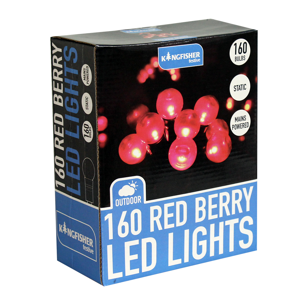 160 Red Berry Led Christmas Lights Bonningtons