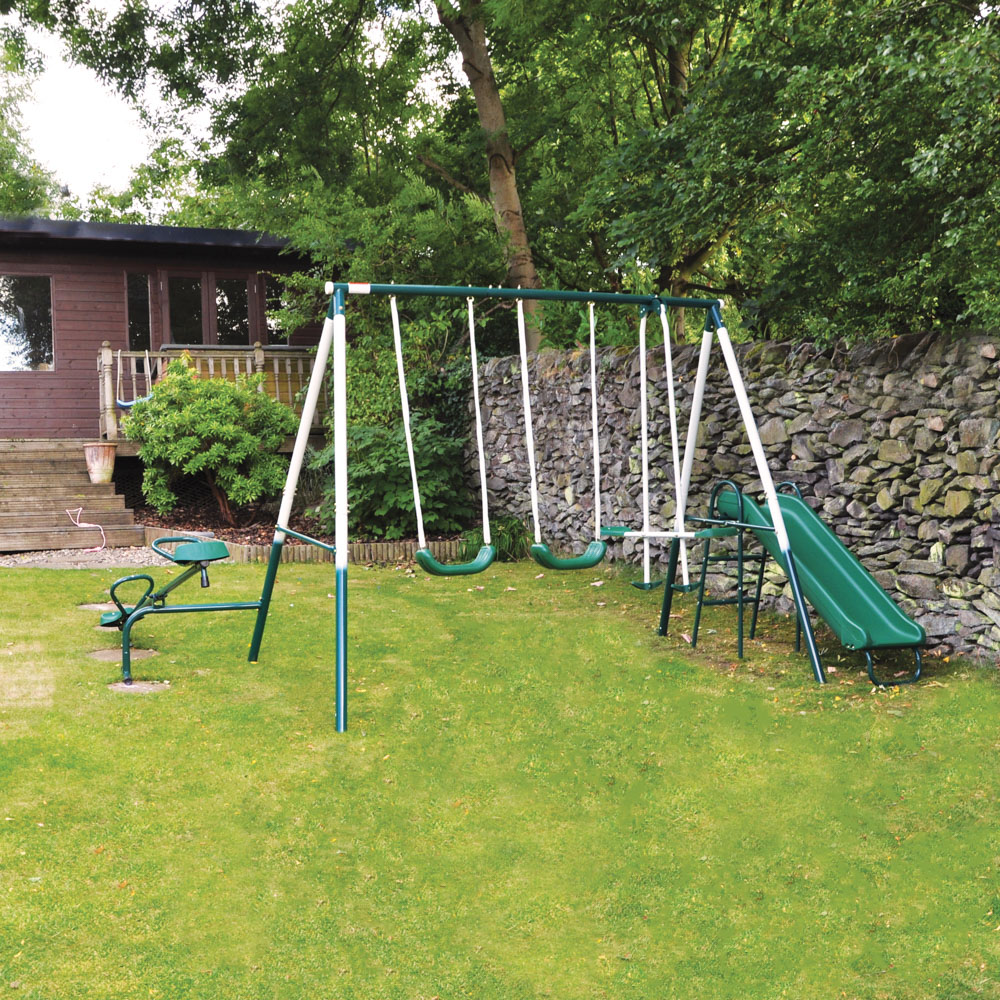 5 Piece Outdoor Garden Swing Slide Seesaw Playset Bonningtons