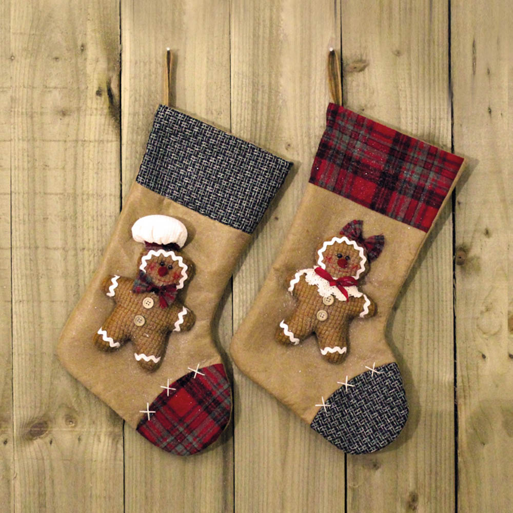 2 Assorted Gingerbread Man Stockings Bonningtons