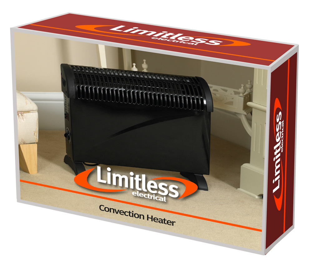 2000W Black Convection Heater Bonningtons