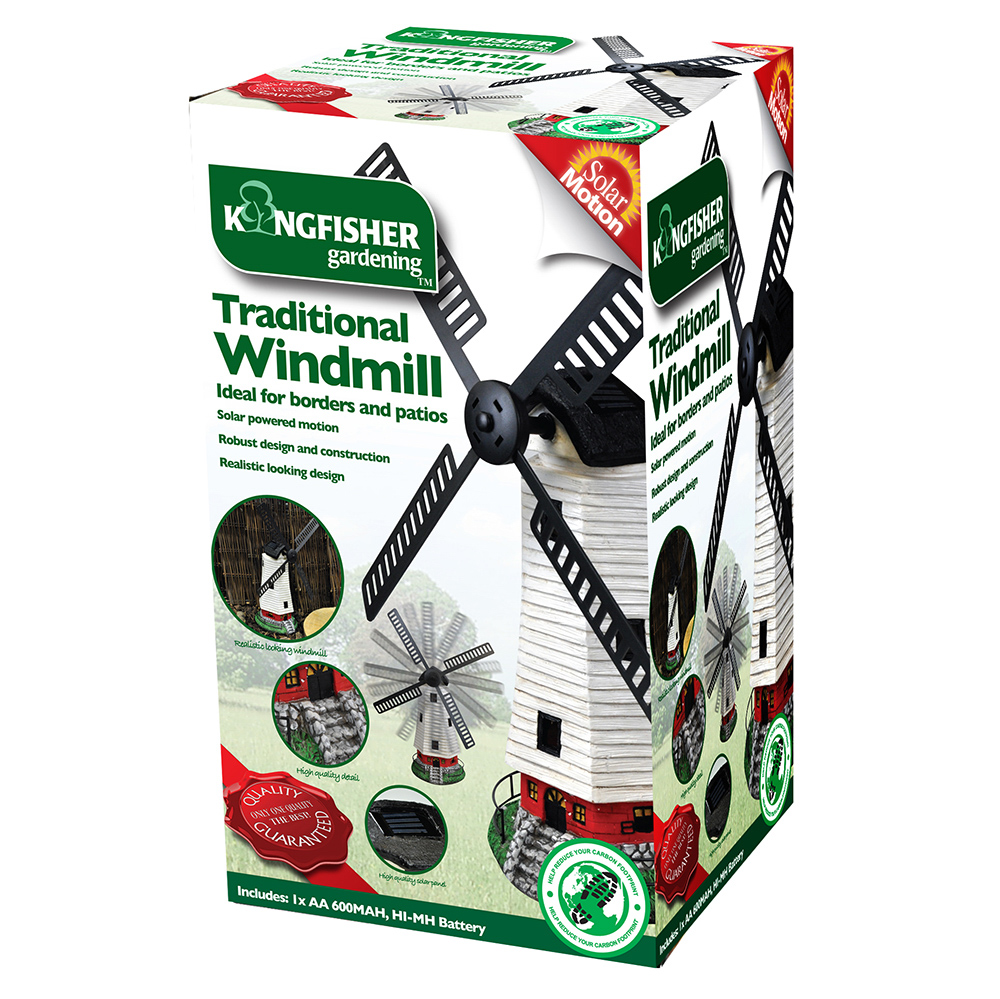 Solar Powered Light Up Traditional Garden Windmill Bonningtons