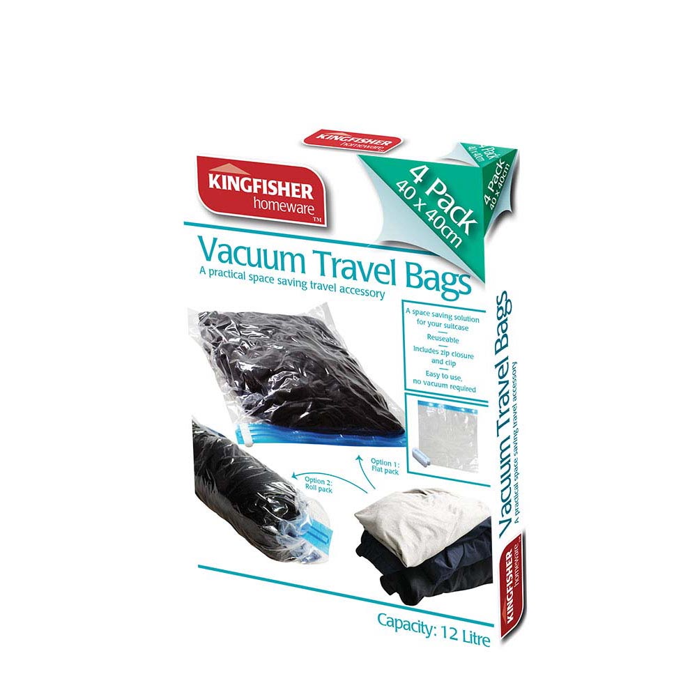 4 Pack Travel Vacuum Storage Bag 40Cmx40cm Bonningtons