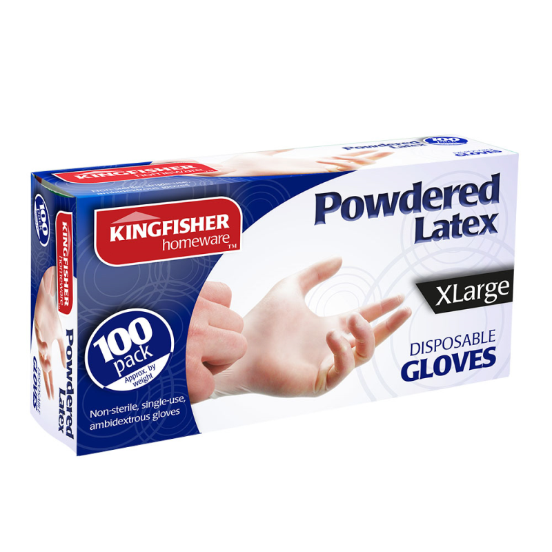 100 Pk Powdered Latex Gloves Xl Bonningtons