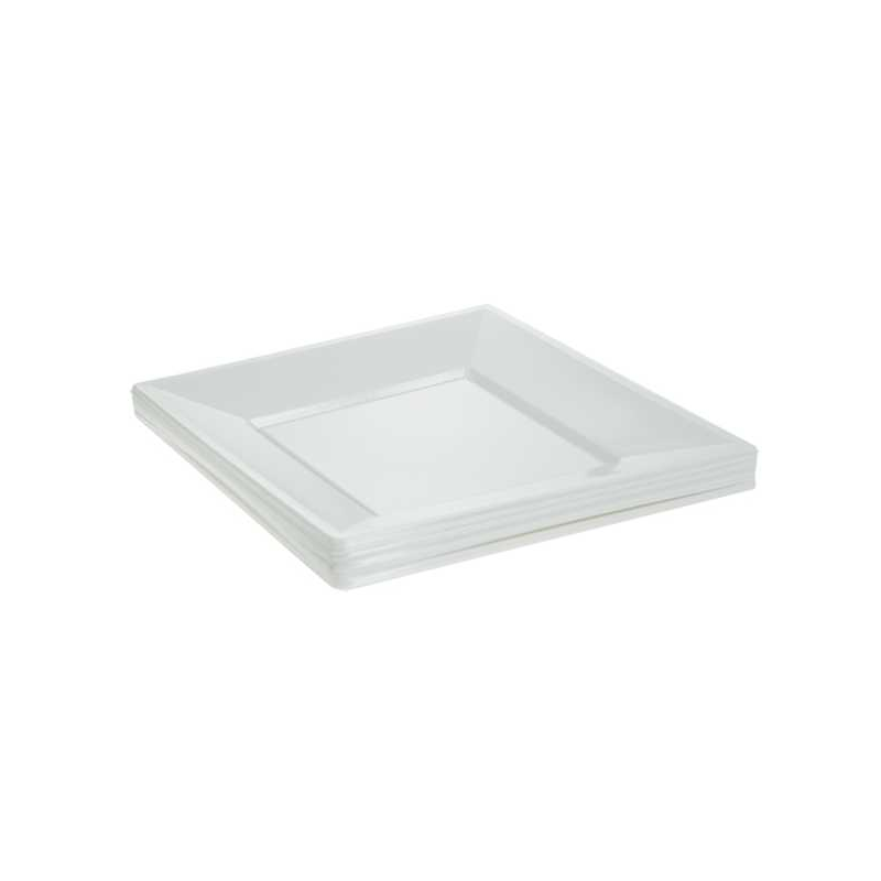 8 X 7Inch Square White Plastic Disposable Plates Bonningtons