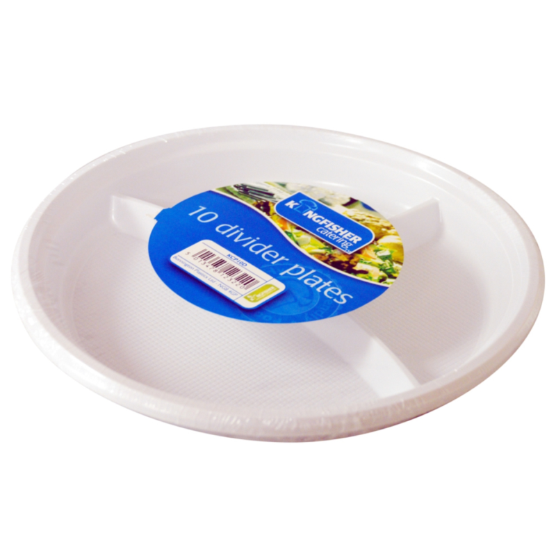 10 Pack Of 8.5 Inch White Plastic Divider Plates Bonningtons