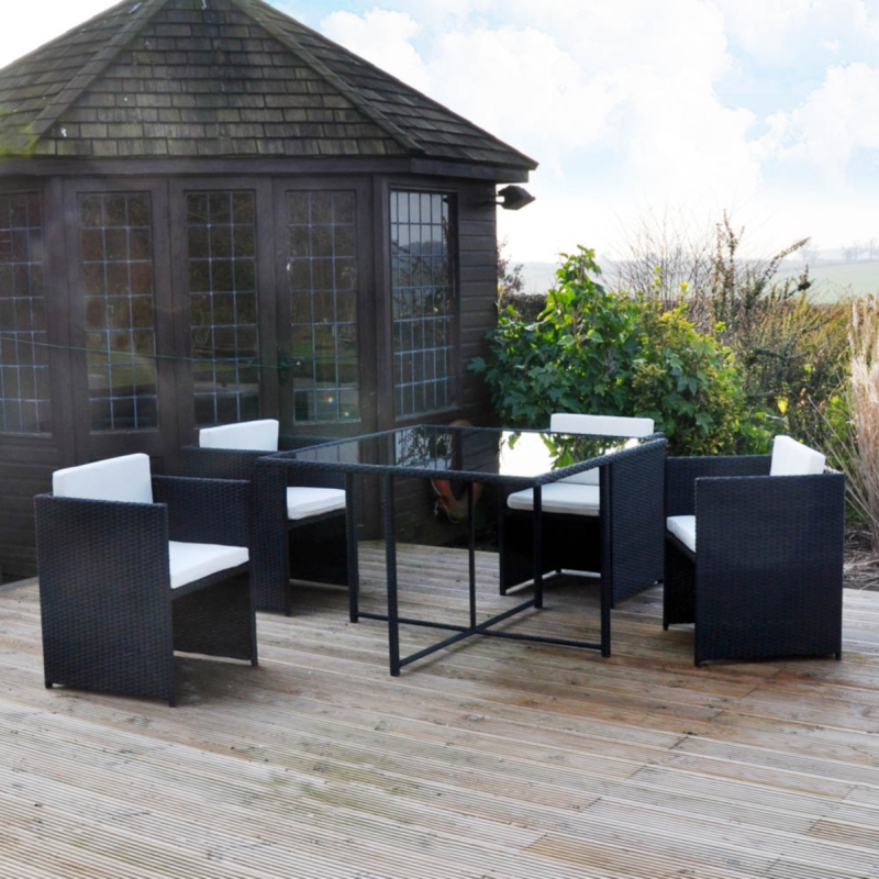 Rattan Effect Cube Table And 4 Chairs Garden Set | Bonningtons