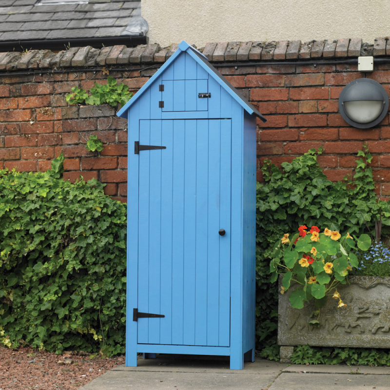 Blue Stained Wooden Garden Shed | Bonningtons