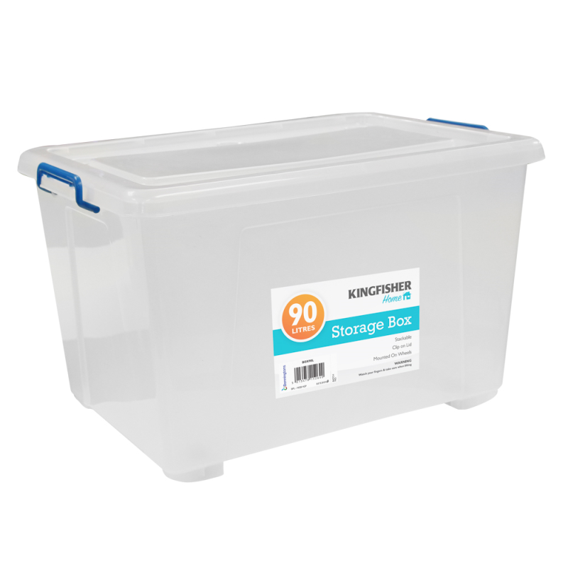 90l Plastic Storage Box With Wheels Bonningtons