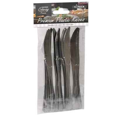 12 Pack of Premium Silver Coloured Plastic Knives