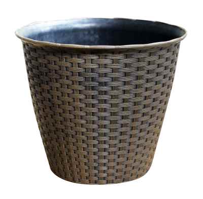 Small Rattan Effect Plastic Plant Pot