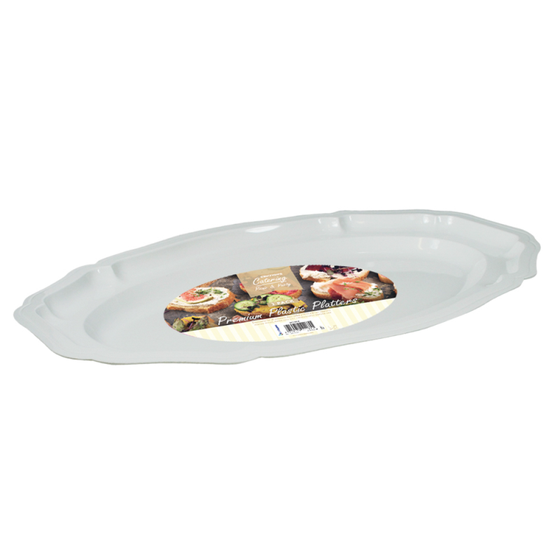 2 Pack Of 17Inch White Disposable Plastic Platters Bonningtons