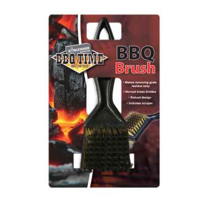 BBQ Brass Bristle Cleaner Brush with Metal Scraper