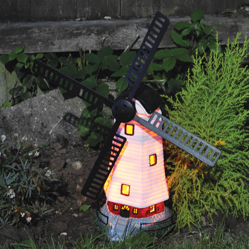 Solar Powered Light Up Traditional Garden Windmill Bonningtons