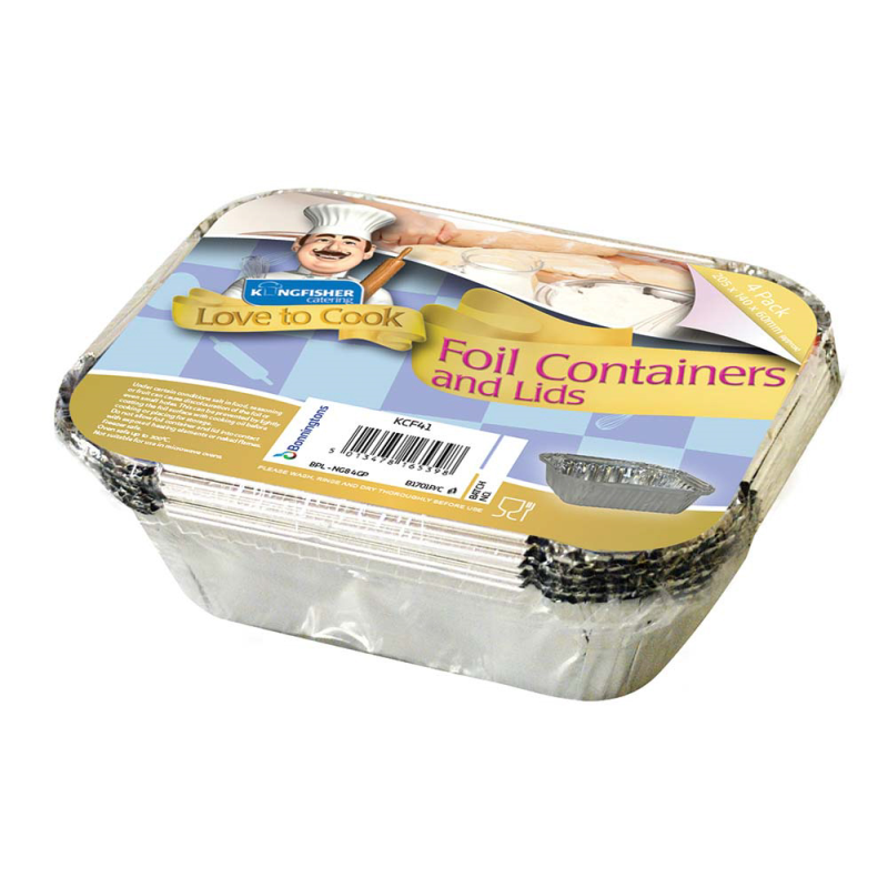 4 Pack Aluminium Food Containers With Lids Bonningtons
