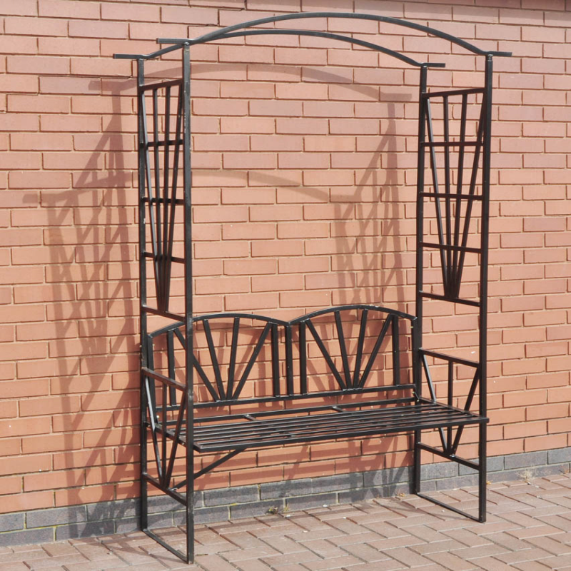 Metal Garden Arch With 2 Seater Bench | Bonningtons