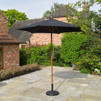 2.4m Wooden Black Garden Parasol