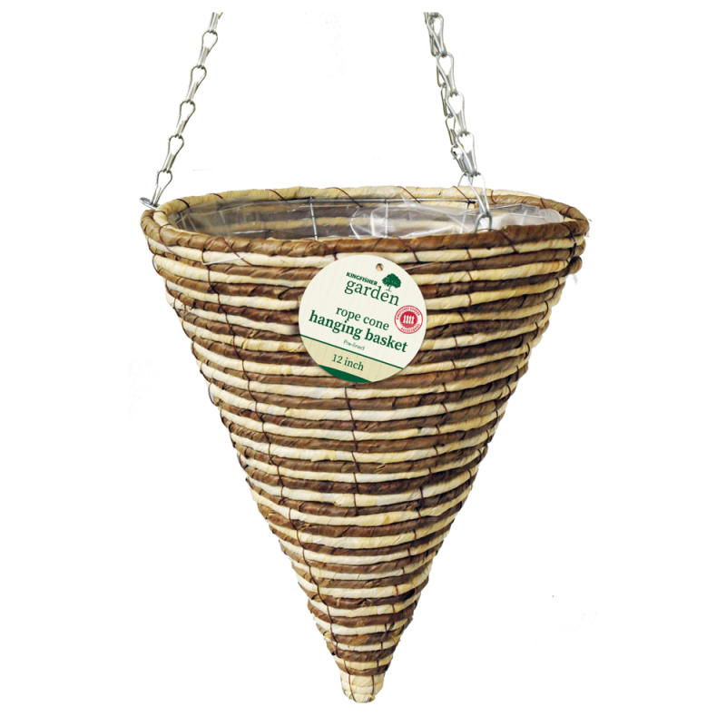 12 Inch Rope Cone Hanging Basket | Bonningtons