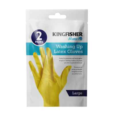 2 Pairs of Household Latex Rubber Gloves - Large