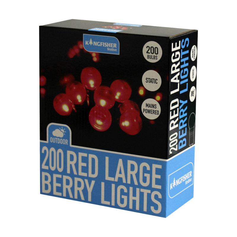 200 Red Large Berry String Lights Bonningtons