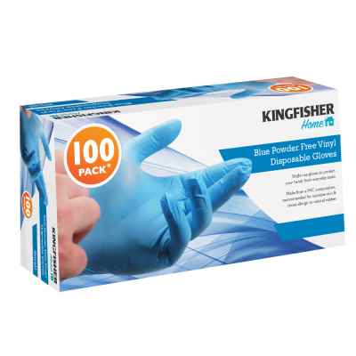 100 Pack Blue Powder Free Vinyl Gloves - Small