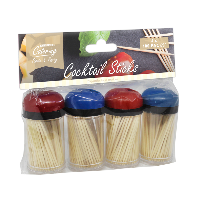 4 X 100 Packs Of Wooden Cocktail Sticks | Bonningtons