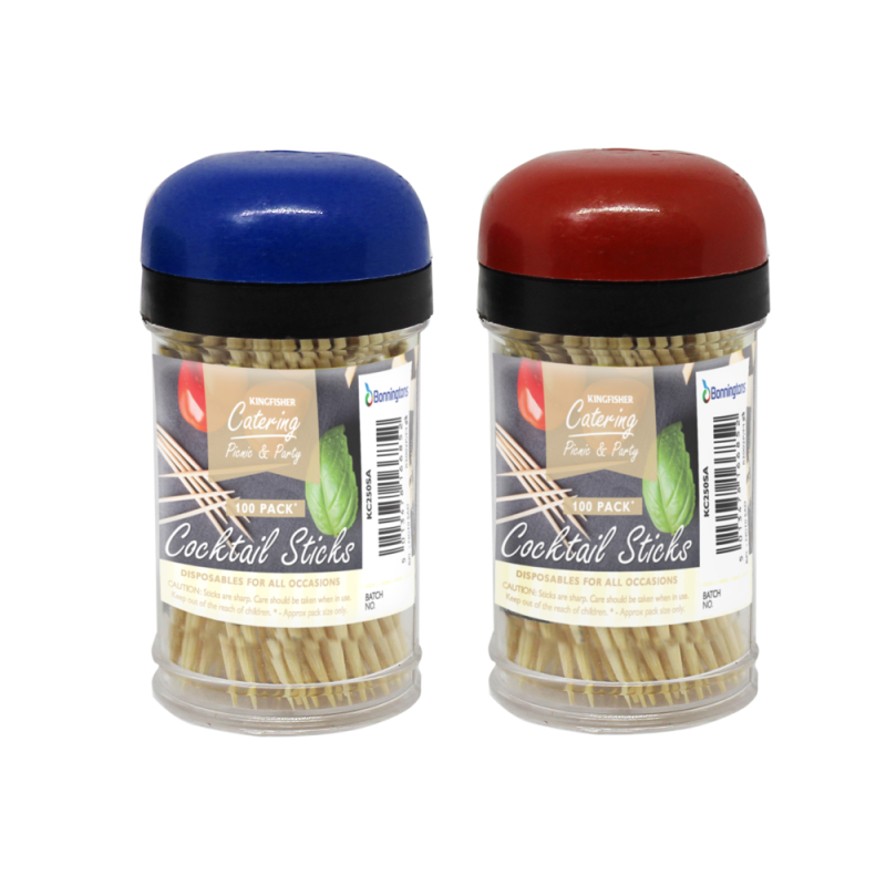 100 Pack Wooden Cocktail Sticks Bonningtons