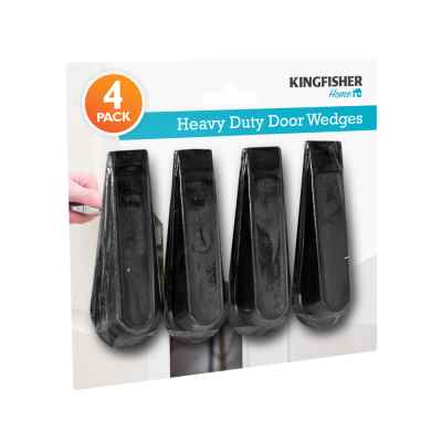 Pack of 4 by Kingfisher Black Kingfisher Rubber Door Stop Wedges 