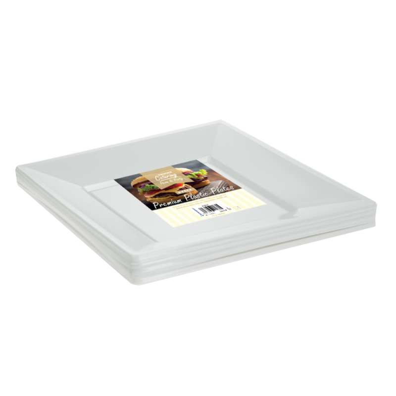 8 X 7Inch Square White Plastic Disposable Plates Bonningtons