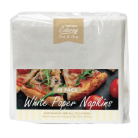 40 Pack of 33 x 33cm White 2 Ply Paper Napkins