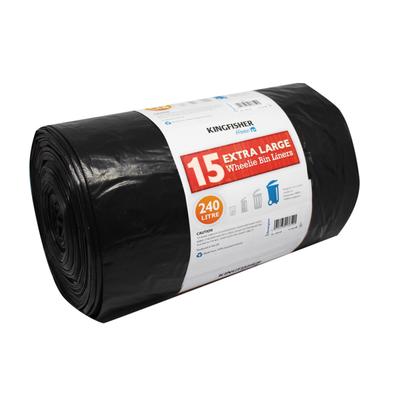 15 Pack 240L Wheelie Bin Liners Bonningtons