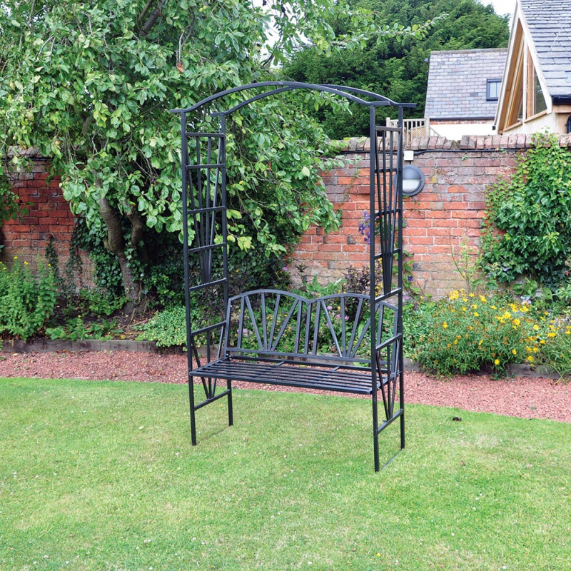 Metal Garden Arch With 2 Seater Bench | Bonningtons