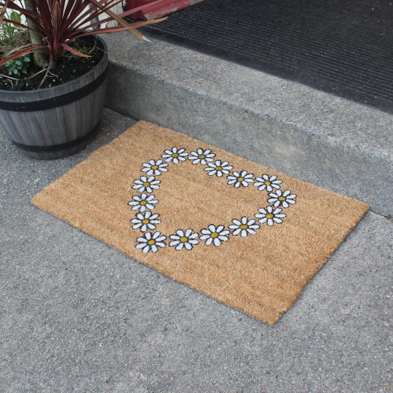 Daisy Heart Door Mat 45 X 75Cm Bonningtons
