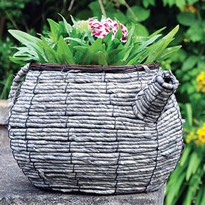 Wicker Teapot Planter